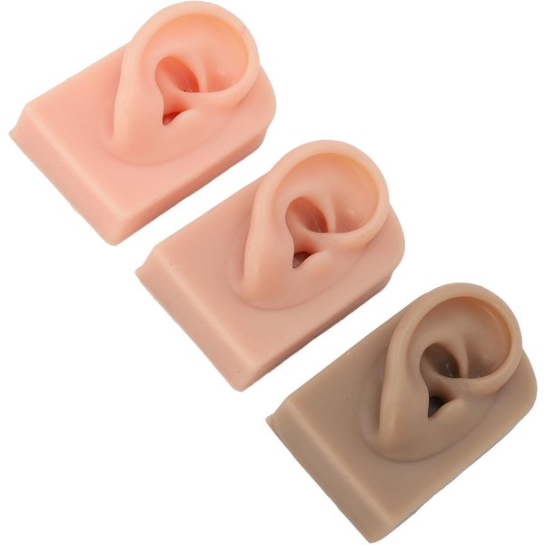 3 Piezas Modelo De Oreja De Silicona Suave Flexible Oreja Derecha 3 Colores FáCil De Usar Reutilizable Modelo De Oreja Humana Beige-image