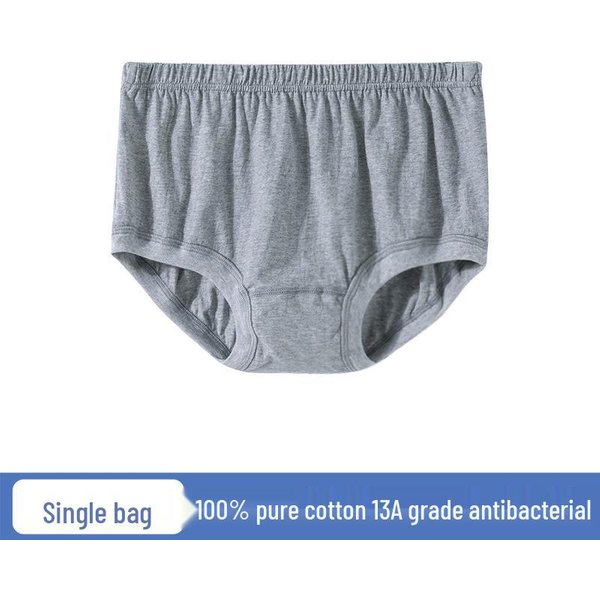 MęSkie Majtki Z Czystej BawełNy, Antybakteryjne, Dla MężCzyzn W śRednim I Starszym Wieku - LuźNy KróJ, Plus Size 3XL 140-160 Lbs Gray-image