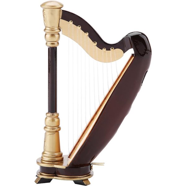 RéPlica De Arpa En Miniatura De Madera Con Estuche De Regalo. Modelo De Instrumento Musical. Regalos Y Adornos.-image