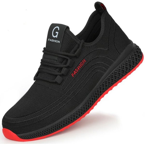Zapatos De Seguridad Deportivos Para Hombre Mujer Zapatillas De Trabajo Transpirables Puntera De Acero Zapatos De Trabajo Hombre Ligeros Anti-Aplastamiento Botas De Seguridad De Trabajo Masculinas 36 Black-image