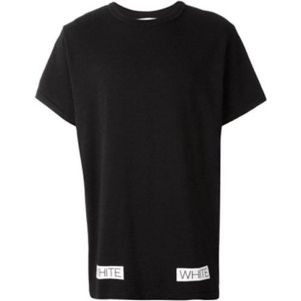 Off-White BawełNiany T-Shirt Z Paskami OkrąGłY Dekolt KróTki RęKaw MęSkie Koszulki Czarne OMAA002G20JER0091034 S Black-image