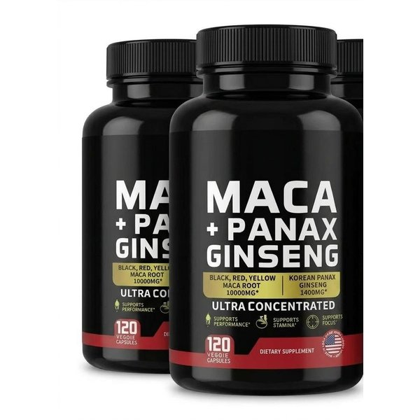 CáPsulas De RaíZ De Maca Y Ginseng Panax Coreano – 20:1 Extracto Ultra Concentrado (120 Uds) 2Pack-image