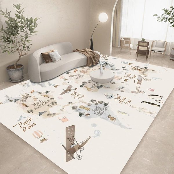 Alfombra Mapa Del Mundo Animal Para Dormitorio Sala De Estar Hogar Sofá Dormitorio Infantil NiñOs Alfombra Grande Para El Suelo Regalos DecoracióN Del Hogar Alfombra 80*120Cm-image