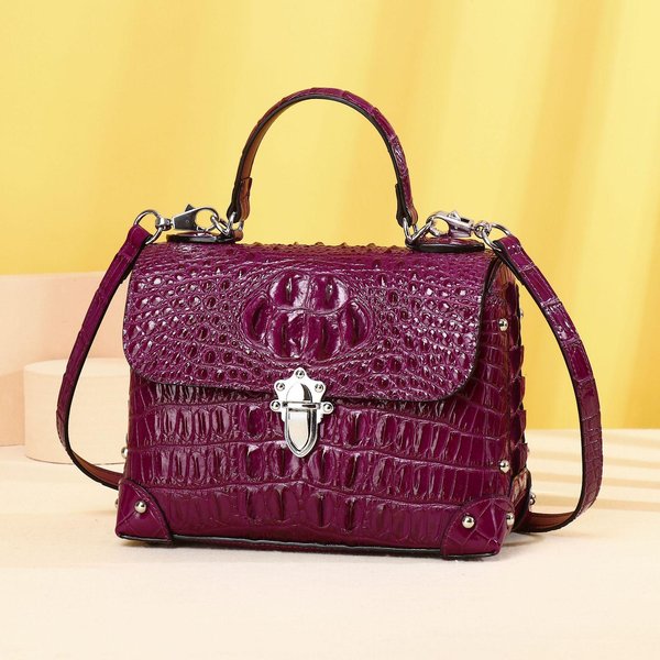 Damska Modna Torba Jednoramienna, Himalajska BiałA Torebka Do RęKi, Modna Torebka PudełKowa I Damska Torba Crossbody Ze Wzorem Krokodylej KośCi 23*11*17Cm Black-image