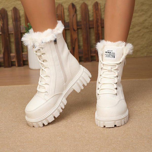 Botas CáLidas De Invierno Para Mujer Con Forro Polar 2025 Nuevas Botas VersáTiles Para Mujer Que Aumentan La Altura Botines Slim 40-image