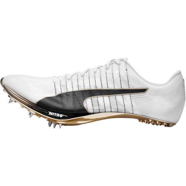 Puma Evospeed Sprint Nitro 2 CóModas Resistentes Al Deslizamiento Duraderas De CañA Baja Zapatillas De Velocidad Unisex Blanco Negro Dorado 312243-01 40.5-image