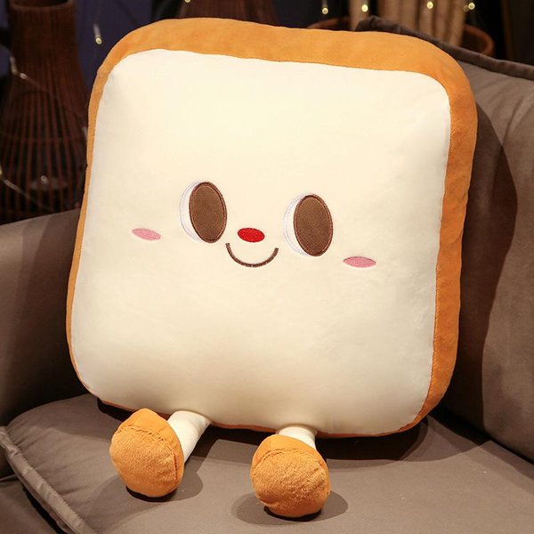 Juguete De Peluche De Dibujos Animados Hamburguesa Cara Sonriente Muslos Rellenos Comida Divertida Tostada Almohada CojíN Asiento De Silla DecoracióN Sofá NiñOs NiñAs Regalo 25Cm-30Cm-image