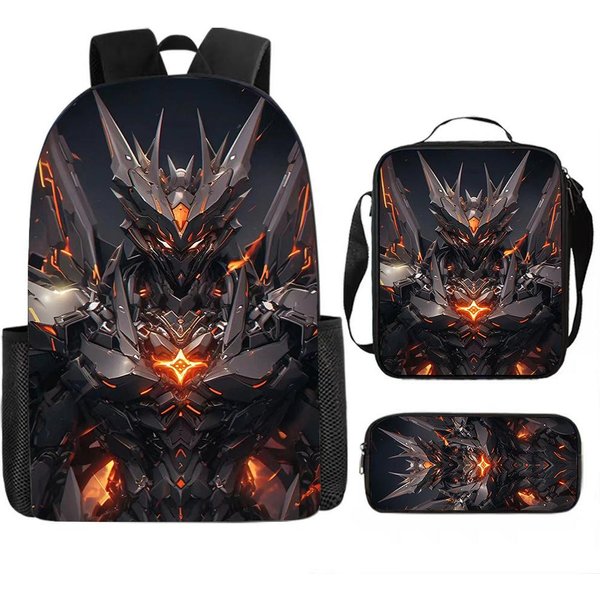 ŻOłNierz Mecha Anime 3 Szt./Zestaw Plecak Uczeń Szkolna Torba Na Ramię Dziecko Uroczy Plecak PodróżNy Dzieci Prezent Urodzinowy-image