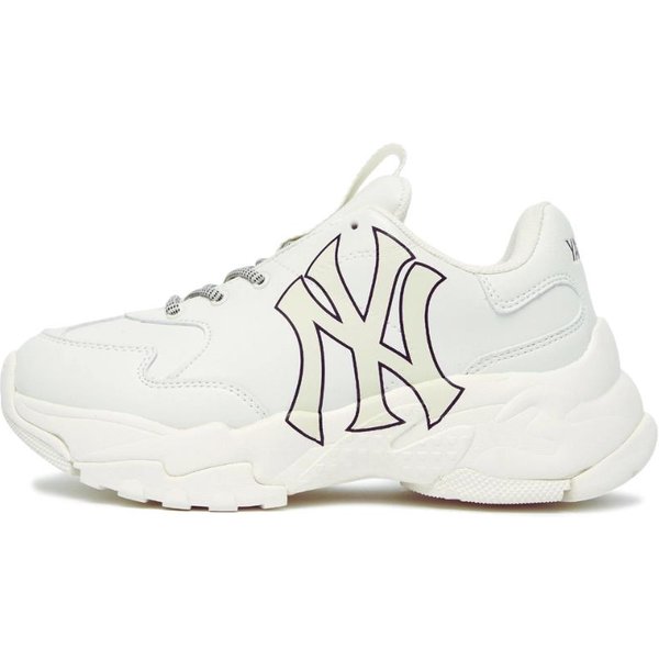 MLB Big Ball Chunky New York Yankees Marfil Moda Duradero Aumenta La Altura Zapatillas De CañA Baja Zapatillas De Papá Unisex Blancas 3ASHC101N-50IVS 44 White-image
