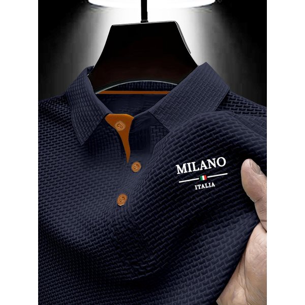 Camiseta Casual De Negocios Para Hombre De Manga Corta, Polo CóModo Y Amigable Con La Piel Para Hombre Con Cuello Y Mangas Cortas S Azul Marino-image
