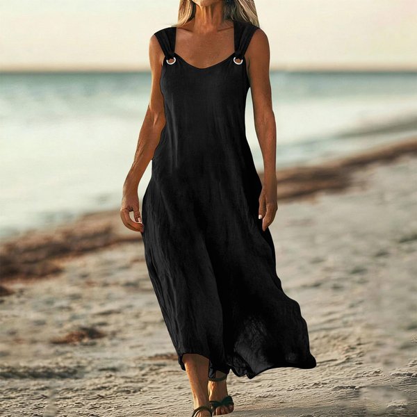 Letnie Sukienki Damskie Bez RęKawóW LuźNy KróJ Sukienka Letnia Sukienki PlażOwe Dla Kobiet Eleganckie Sukienki Dla Kobiet Sukienki Wakacyjne Dla Kobiet 2026 L Black-image