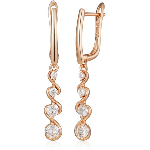 DiseñO ÚNico Pendientes Largos De Zirconia Natural Colgantes Para Mujer Moda Color Oro Rosa JoyeríA Fina Diaria Regalo De Cristal-image