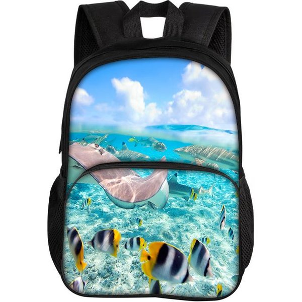 Mundo Submarino Bolsa Frontal Redonda Mochila VersáTil Tendencia De Moda Dibujos Animados NiñO Y NiñA Escuela CumpleañOs Mejor Regalo-image
