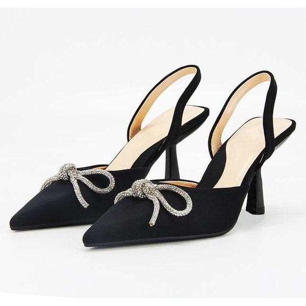 Zapatos De TacóN Transparentes Con PedreríA De Lujo PVC Para Mujer Nuevos Puntiagudos Stiletto Tacones Altos Zapatos De Fiesta Boda Para Dama 42 Black-image