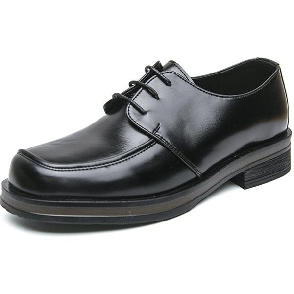 Modne MęSkie Kwadratowe Platformy SkóRzane Buty Sznurowane Derby Formalne Buty Wizytowe Komfortowe Biznesowe śLubowe Biurowe Obuwie Oxford 42 Czarny-image