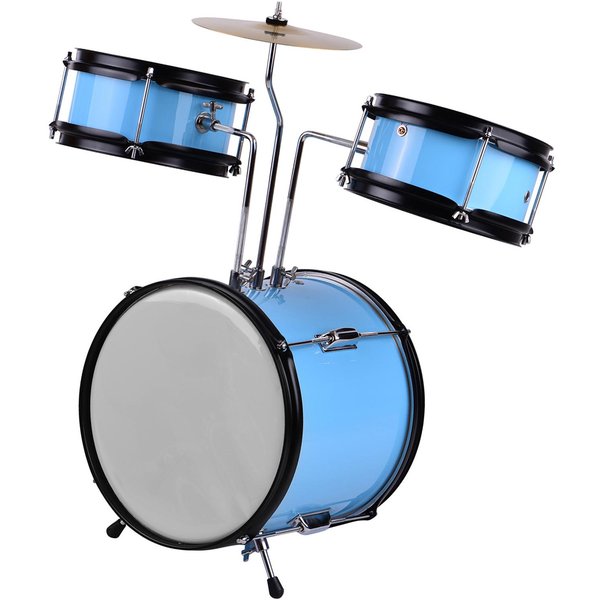 NiñOs NiñOs Junior Principiantes BateríA De 3 Piezas Kit De BateríA Instrumento Musical De PercusióN Con Platillo Azul-image