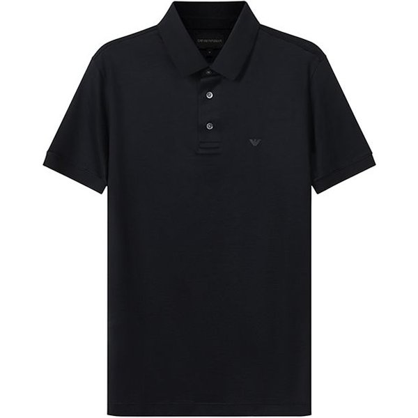 Emporio Armani SS22 Logo ÁGuila Lenzing Lyocell Camisa Polo Manga Corta Hombre Camisas Polo Azul Marino 8N1F98-1JUVZ-0920 M Black-image