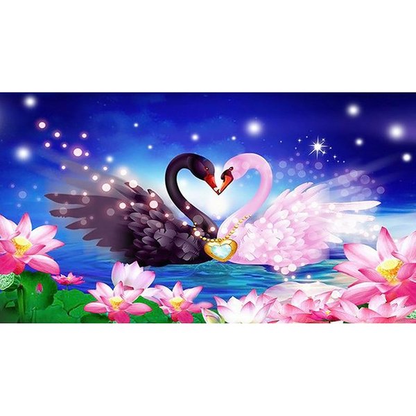 5D DIY Diament Malarstwo ŁAbęDź Wykres Haft Cross Stitch Rhinestone Mozaika WystróJ Domu 20X30CM Blue-image