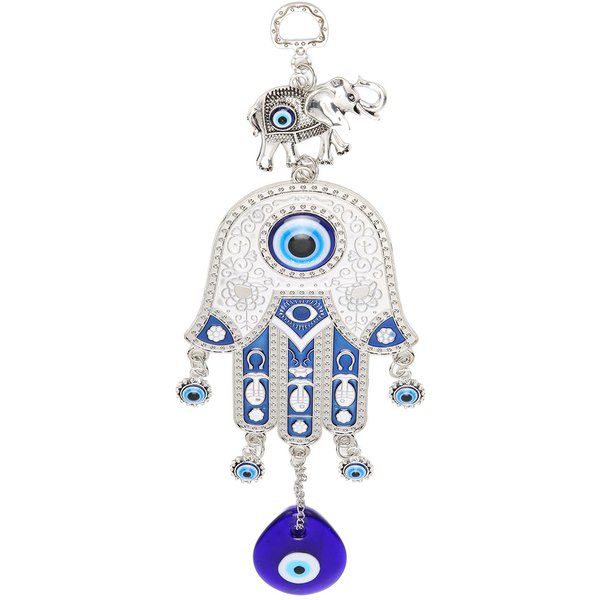 Niebieskie Oko Samochodowa Ozdoba WisząCa Atrakcyjna Ochrona RęKa Amulet Dekoracja Lusterka Samochodowego WisząCa Na ŚCianę White-image