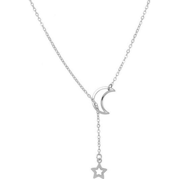 Nuevo Simple Luna Estrella Colgante Gargantilla Collar Simple AleacióN Color Oro Encanto Cadena Collares Collar Para Mujer JoyeríA De Fiesta-image