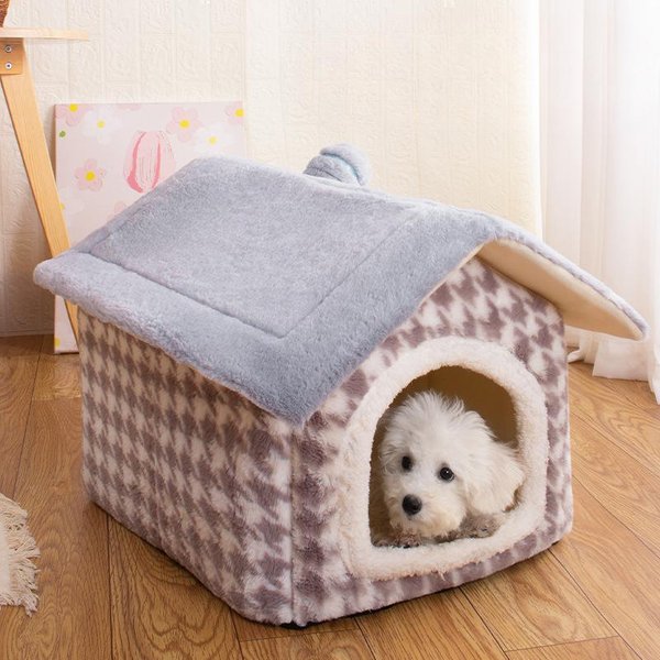 Nido Nuevo Para Perro Y Nido Para Gato CóModo CelosíA Pata De Gallo OtoñO E Invierno Nido Para Mascota CáLido Y Engrosado Nido Para Mascota AntiarañAzos S (38 * 32 * 32) Gray-image