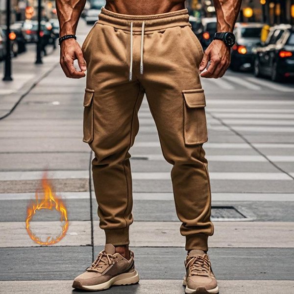 MęSkie Spodnie Dresowe Cargo Z śCiąGaczem W Pasie, WąSki KróJ, Codzienne Spodnie Joggery Xxxl Brown-image