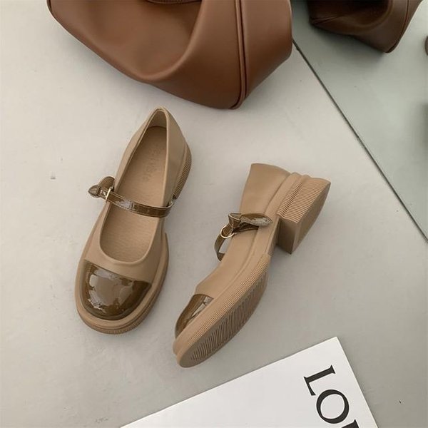 Zapatos Mary Jane De TacóN Grueso Para Mujer, Nuevos Zapatos De Primavera, Retro, Punta Redonda, Blancos, TacóN Medio, Zapatos De TacóN Para Mujer, Zapatos De Plataforma. 36-image