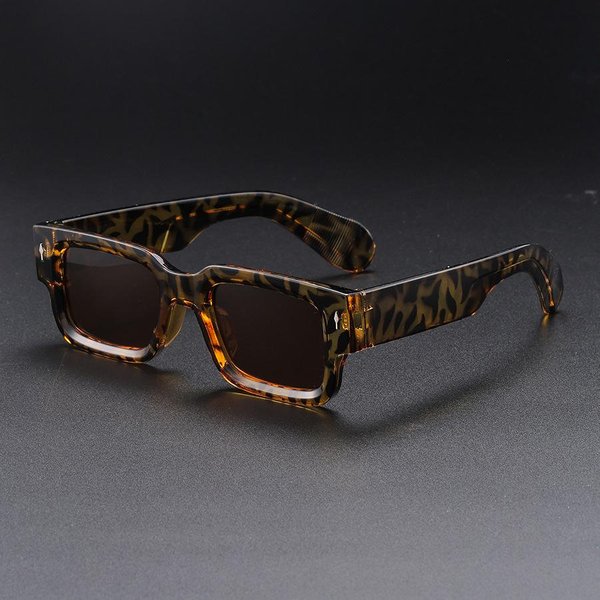 Nuevas Gafas De Sol Cuadradas Negras Retro Para Hombres Mujeres Vintage Lujo Remache DiseñAdor Gafas De Sol ProteccióN UV400 Black-image