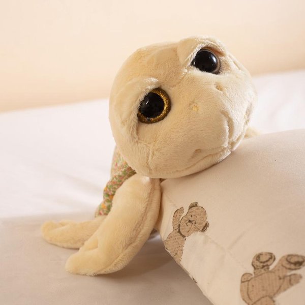 ŻółW Morski Z DużYmi Oczami Zepsuta Skorupa Kwiatowego ŻółWia Pluszowa Zabawka Uroczy ŻółW Wypchana Lalka Dekoracja Domu Dziecko Dziecko Prezent Urodzinowy 24CM-image