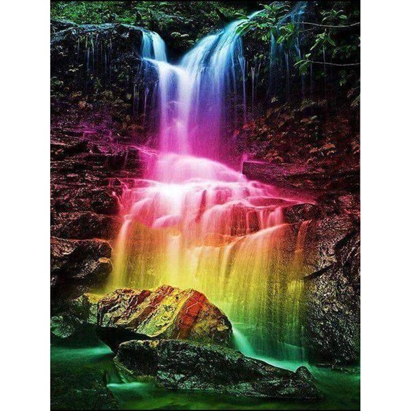 Pintura De Diamantes 5D DIY Cascada Taladro Redondo Completo Foto Bordado De Diamantes Punto De Cruz 20X30CM-image