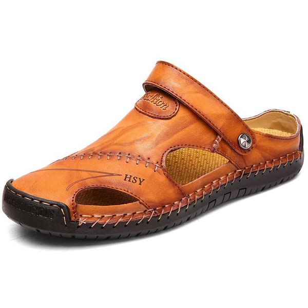 Sandalias Romanas CláSicas De Cuero Para Hombre Chanclas Zapatilla Exterior Deportiva Chanclas De Goma Para Playa Sandalias De Senderismo AcuáTico Para Hombre Sandalias De Verano 48 Orange-image