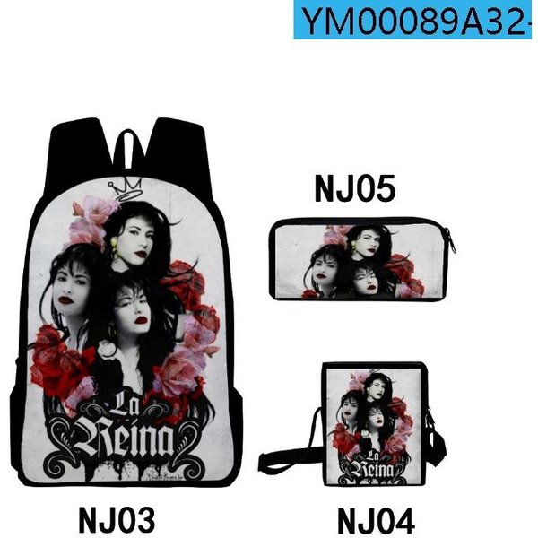 CláSico Divertido Selena Quintanilla ImpresióN 3D 3Uds/Set Alumno Mochilas Escolares Mochila Para PortáTil Mochila Bolso De Hombro Inclinado Estuche-image