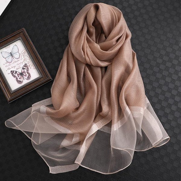 Projektant GłAdki Jedwabny Szalik Damskie Szale Chusty I Okrycia Pashmina MułMańSki Szyfonowy HidżAb Foulard Femme PlażOwe Szale Bandana Brown-image
