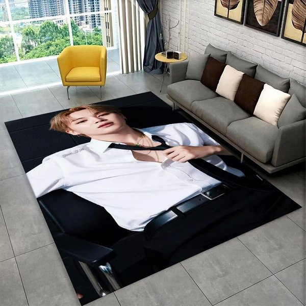 Kpop B-BTS Jimin Dywanik Star Carpet Do Pokoju Zabaw Sypialni Salonu Kanapy Wystroju Domu, Dywanik Dla Dzieci Mata PodłOgowa AntypośLizgowa Prezent 40X60Cm-image