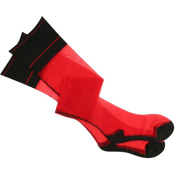 Medias Sexys Para Mujer De Color Contrastante Borde Acanalado Hasta El Muslo TacóN Cubano Retro Costura Trasera Medias Ultra Finas Ropa Interior Transparente One Size Black-image