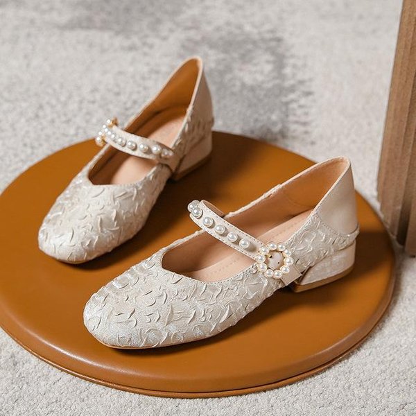 Buty Na Grubym Obcasie Damskie Wiosenne Nowe Wiosenne Delikatne Buty śLubne Buty Typu Mary Jane Z Kwadratowym Noskiem Damskie Buty CzółEnka DużE Rozmiary 33-43 37 Gray-image