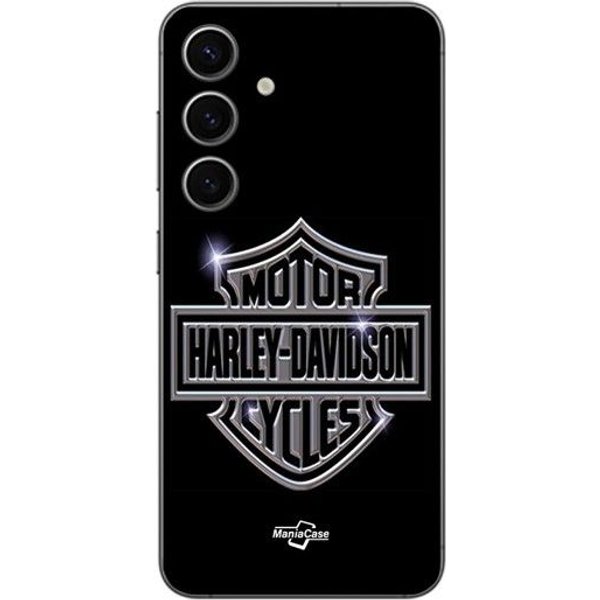 Coque Samsung Galaxy S25 Harley Davidson Logo Motor Sycles Gris Front Noir Maniacase Negro-image