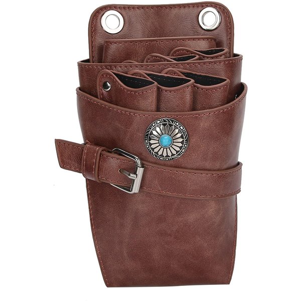Funda Estuche Para Tijeras De Barbero Con CinturóN PeluqueríA Soporte De Cintura Bolsa MarróN-image
