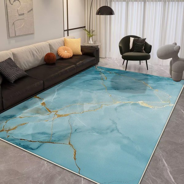 Alfombra Moderna Dorada De Lujo Lavable Alfombra De SalóN ÁRea Grande Alfombra Decorativa Para Sofá De Sala De Estar DecoracióN De Dormitorio Alfombra De Piso De Noche 140*200Cm-image