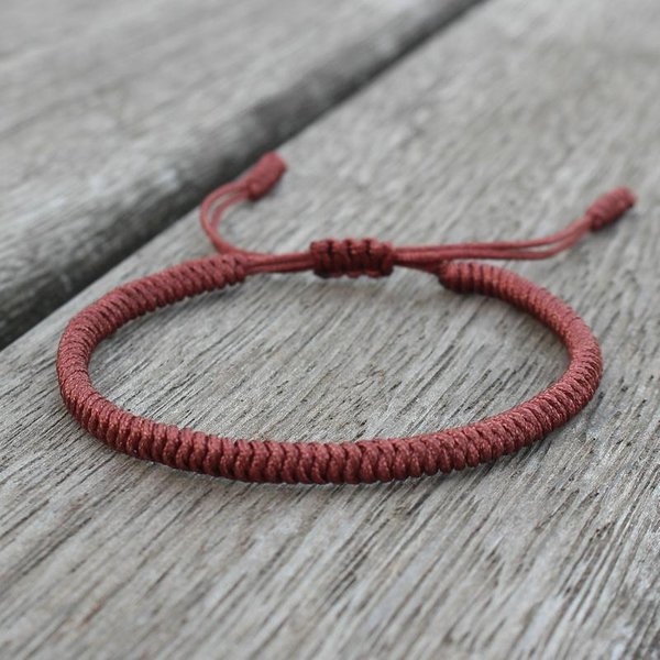 TybetańSka Bransoletka Buddyjska Lucky Handmade Pleciona Regulowana King Kong Knot Czerwona Nić Charm Bransoletki Dla Kobiet MężCzyzn Kochanka Pary Gray-image