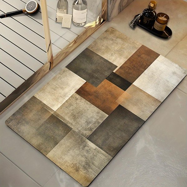 Kwadratowy WzóR Mata ŁAzienkowa Super ChłOnna SzybkoschnąCa AntypośLizgowa Dywanik ŁAzienkowy Mata Na PodłOgę Do Przedpokoju Kuchni Salonu 1 Szt. 50X80Cm-image