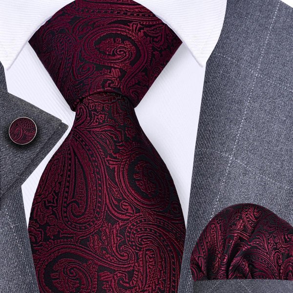 Gusleson 8Cm Niebieski Czarny RóżOwy MęSkie Krawaty Poszetka Spinki Do MankietóW Zestaw Jedwabny Krawat WzóR Paisley Prezent ŚLubny Biznesowy Akcesoria Do KrawatóW-image