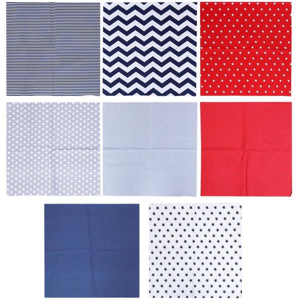 50X50Cm 8 Piezas Estampado De Puntos, Estrellas Y Rayas Tela De AlgodóN Material Para Manualidades Y Costura DIY Blue-image