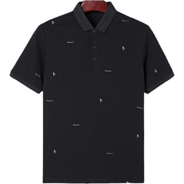 Polo De Manga Corta Para Hombre De Golf Verano Nuevo Negocios Solapa Talla Grande 7XL Negro-image