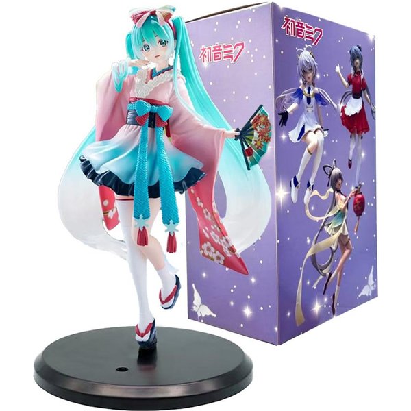 20Cm Modne Figurki Anime Hatsune Miku Kimono Hatsune Miku Figurki Akcji Kawaii Dziewczyna Figurka Model Kolekcjonerski Z PVC Zabawki-image
