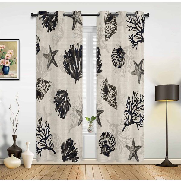 ZasłOny Okienne Z Muszli Rozgwiazdy I Koralowca Do Salonu, Luksusowe ZasłOny Do Sypialni, Rolety Kuchenne, ZasłOny 135W X 60H(Cm) X1 Gray-image