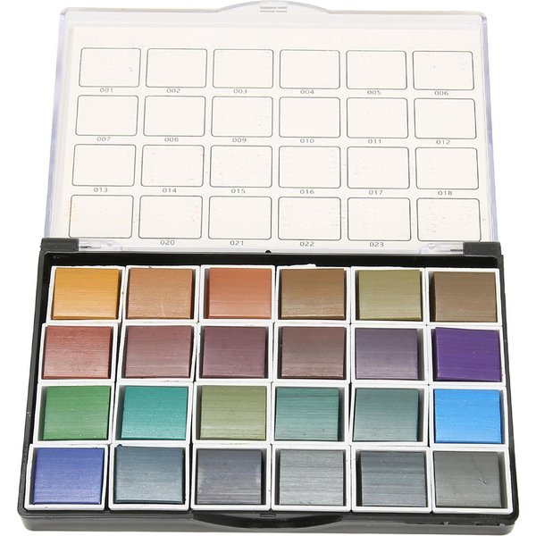 Set De 24 Colores De Pintura De Acuarela Efecto Perlado Retro Alta ReproduccióN De Color Set De Acuarela Para-image