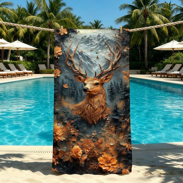 RęCznik Artystyczny Z Motywem Sarny LeśNej Na Kemping PlażOwy Super ChłOnny SzybkoschnąCy Letni RęCznik Stj80X160Cm-image