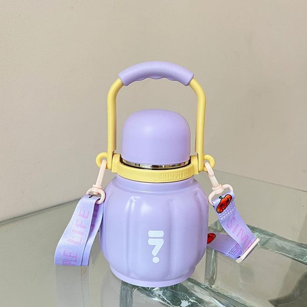 Vaso De Calabaza Para Doble Bebida Nuevo Vaso De Agua PortáTil NiñOs Lindo Gran Capacidad Acero Inoxidable Vaso Termo Para Estudiantes-image
