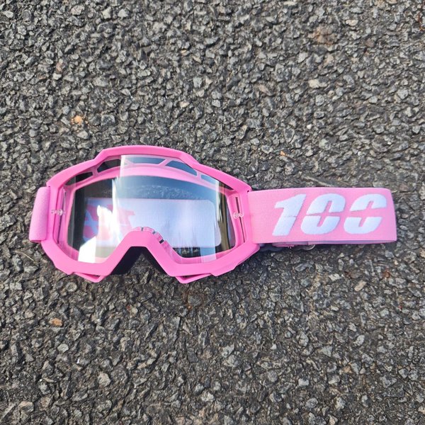 Gogle Motocyklowe, Kolorowe Gogle Do Kasku Crossowego, Okulary JeźDzieckie ChroniąCe Przed Wiatrem I Piaskiem, Gogle Narciarskie Pink Frame Transparent Sh-image